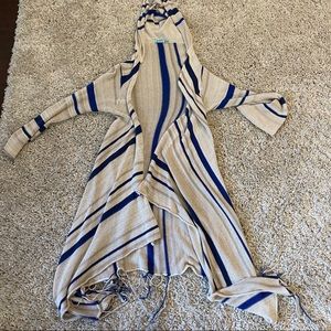 Goddis blue and cream stripe sweater long cardigan